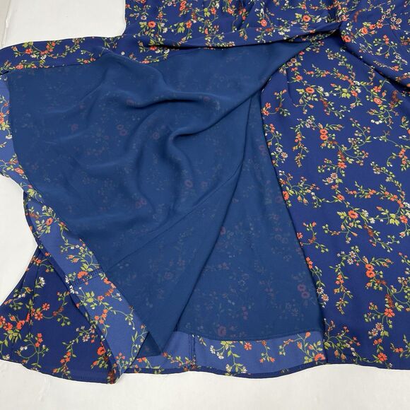 Madewell Amaranth Blue Floral Short Flutter Sleeve Wrap Dress Women’s Plus 22 - Picture 6 of 9
